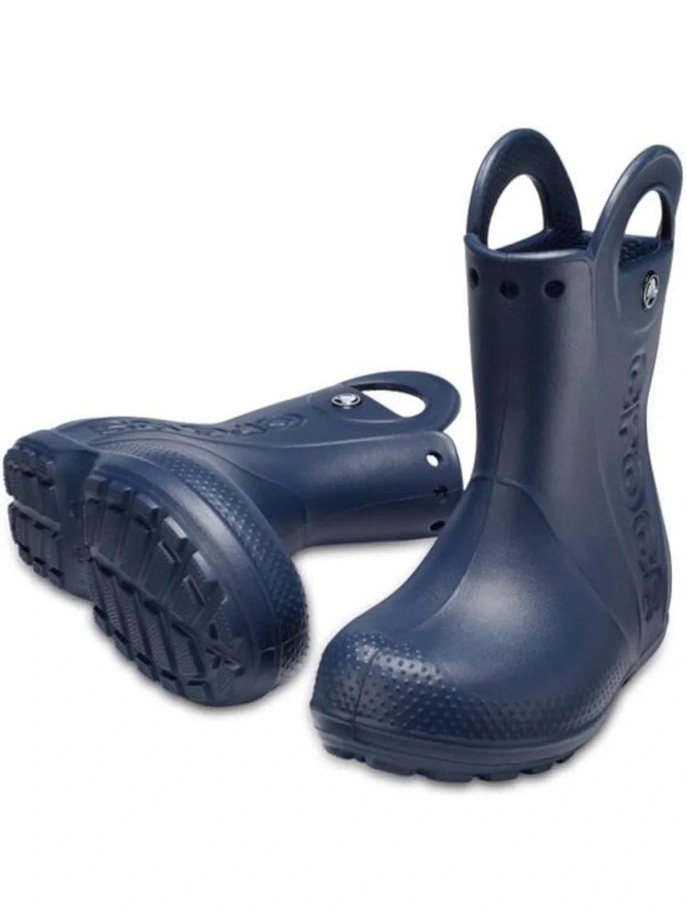 CROCS Kids Navy Blue Rain Boots with Handles